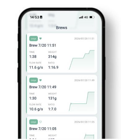 App screen listing recorded brews